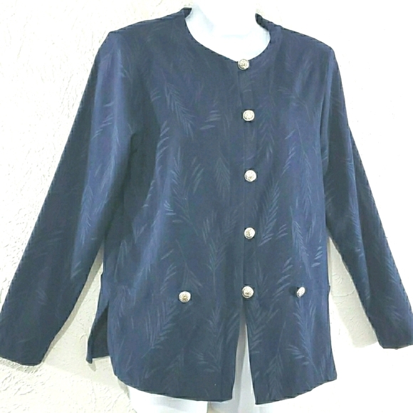 R&K sz 8P blue embossed dress "velvet" jacket - Picture 1 of 6